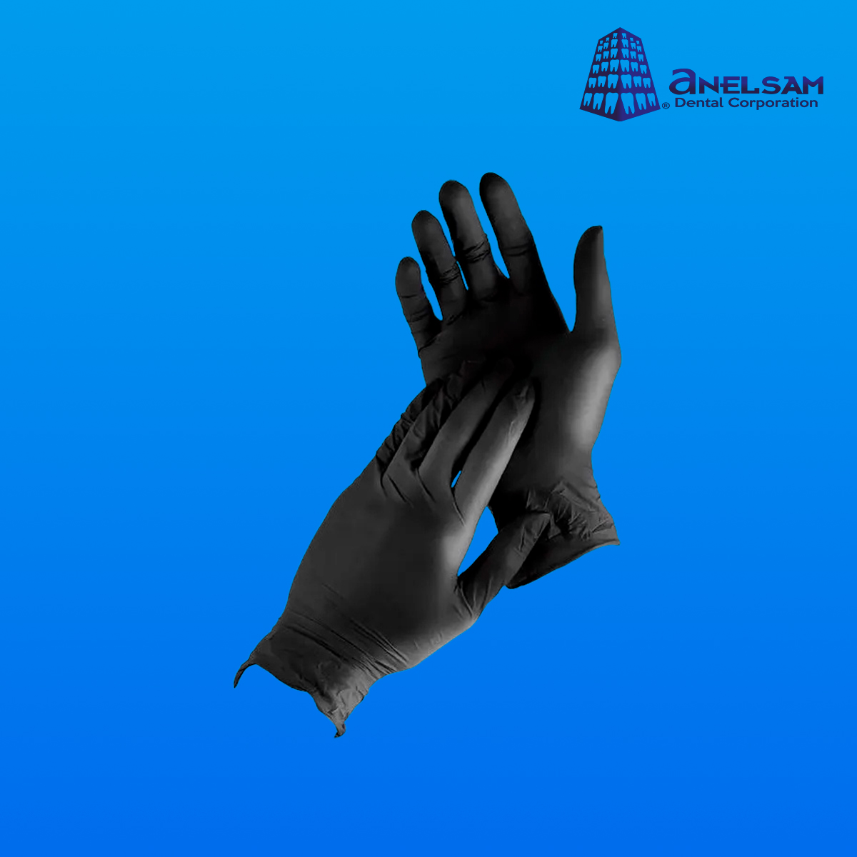 GUANTES NEGROS DE NITRILO MEDIANO CON 100 PIEZAS ANELSAM